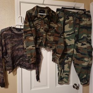 Forever 21 green camo 3 piece set